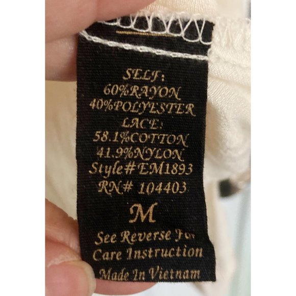 Blu Pepper gauze sheer lace ivory white top sz M - Picture 6 of 6